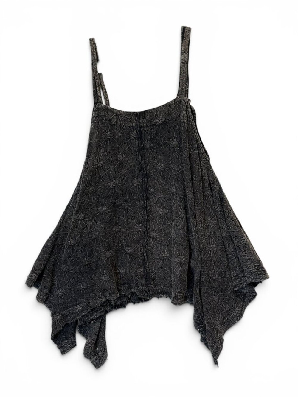 Oli & Hali Black Floral Lace Handkerchief Hem Sleeveless Tunic Top S